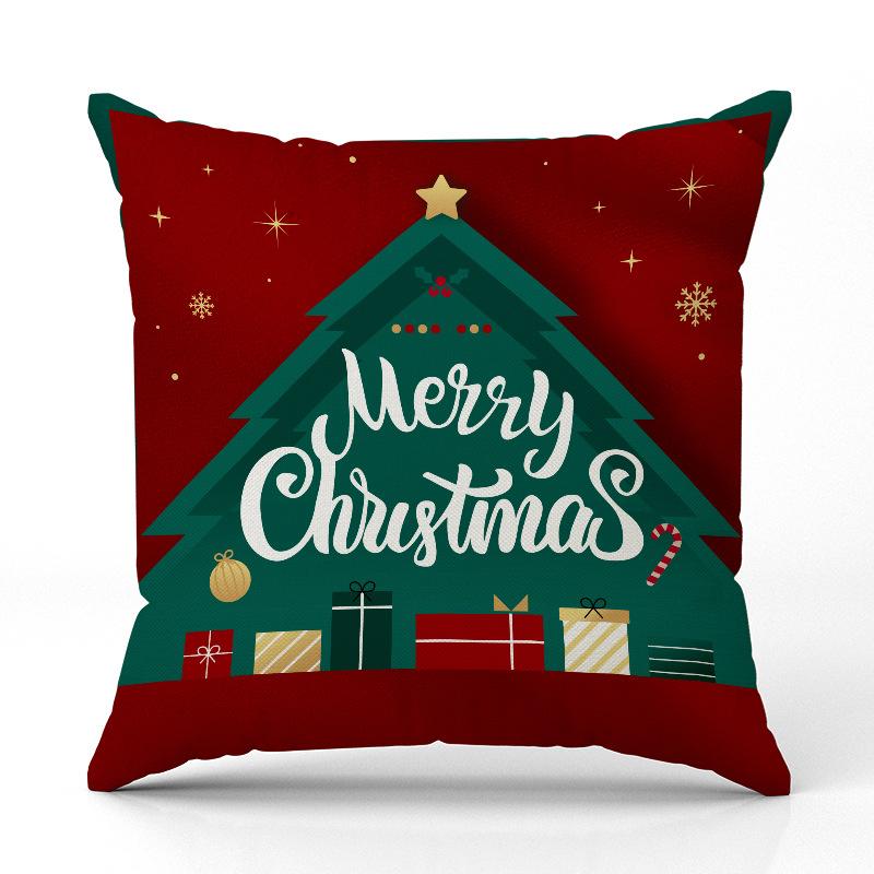New Red Snowman Christmas Pillow Case Line Printed Pillow Case Festive Room Sofa Decoration Cushion Case