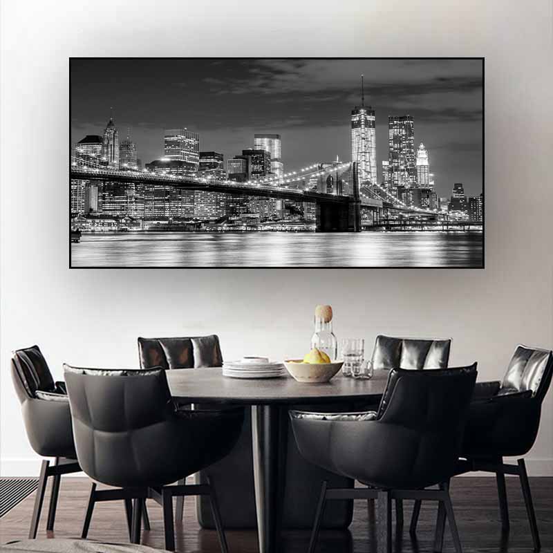 Toronto Skyline Landscape Wall Art Posters and Prints Alb-negru Toronto City View Canvas Painting Art Pictures Home Decor