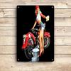 1 Piece: Retro-style Motorcycle and Beautiful Woman Tin Painting, Living Room/bar Wall Decoration, Creative Home Wall Decoration