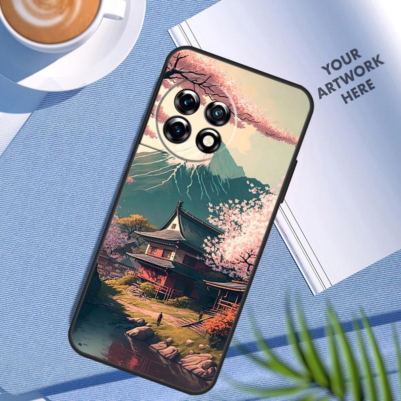 Japanese Art Temple Sakura Case For OnePlus Nord CE 5 3 4 Lite N20 N30 OnePlus 15 13 12 11 8 9 10 Pro 10T 13R 13T Cover