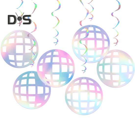 70s Disco Ball Hanging Swirls Retro Disco Party Cutouts Banner Streamers Ceiling Hanging Decorations for 1970s Birthday Party Supplies