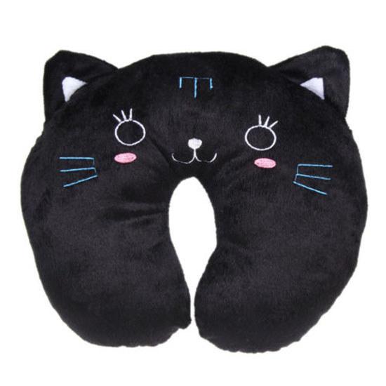 Black Cat Pig Strawberry Ushaped Pillow With Crystal Velvet Cover For Adults And Travel