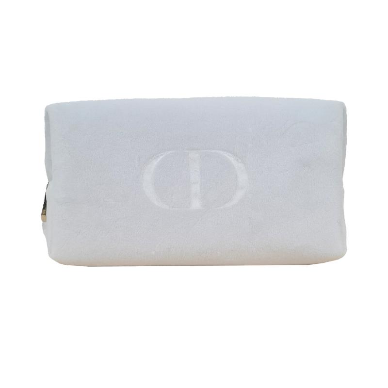 Dior White Velvet Cosmetic Pouch Makeup Bag Portable