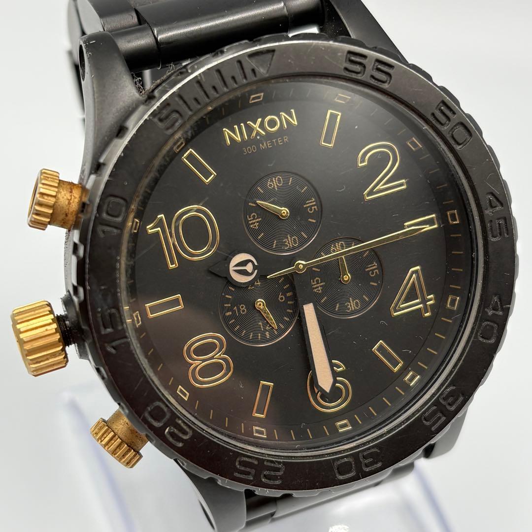 Used [Rare] NIXON 51-30 Chronograph Matte Black x Gold Watch