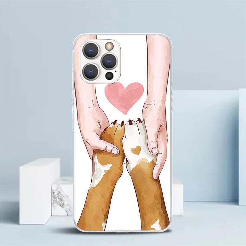 Dog Footprint Paw Cute Phone Case For IPhone 16 17 Air 16E 15 14 Plus 13 Mini 12 11 Pro Max 7 8 + SE 2020 Soft TPU Back Cover 16