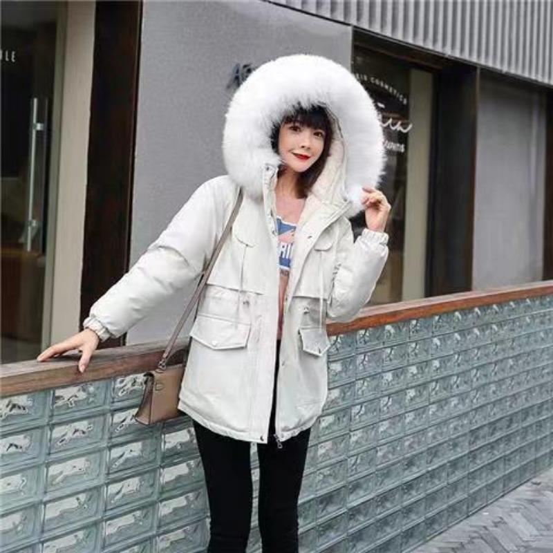 

New winter clothing medium and long women s down cotton clothing large size student pie to overcome thin, thicker and looser M бежевый