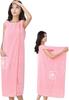 PACARON Terry Cloth Wearable Bath Towel with Perfect for Use Women's Bathrobe, Pocket, Lightweight, Absorbent, Quick-Drying, One-Person (Sakura Pink)