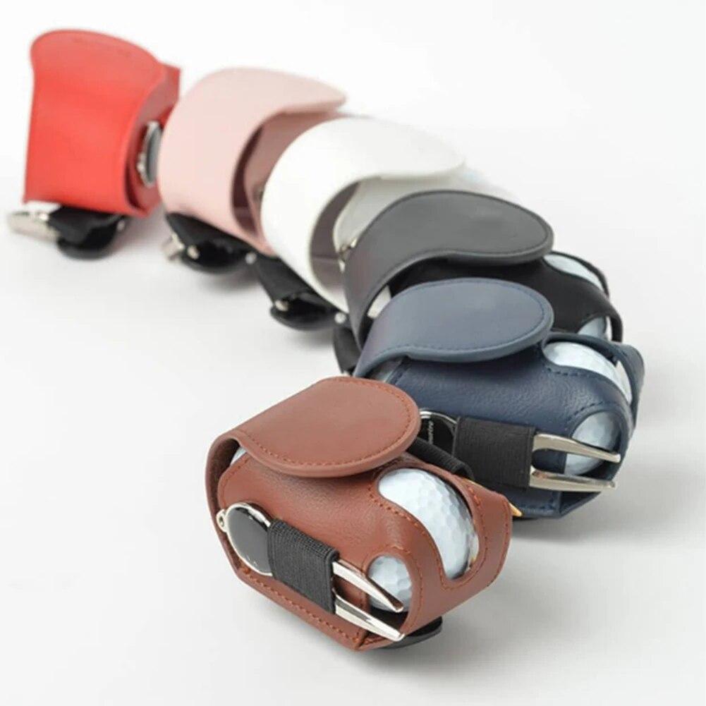 Golf Bag Mini Storage Bag PU Leather Hanging Waist Golf Bag Metal Buckle Golf Belt Bag