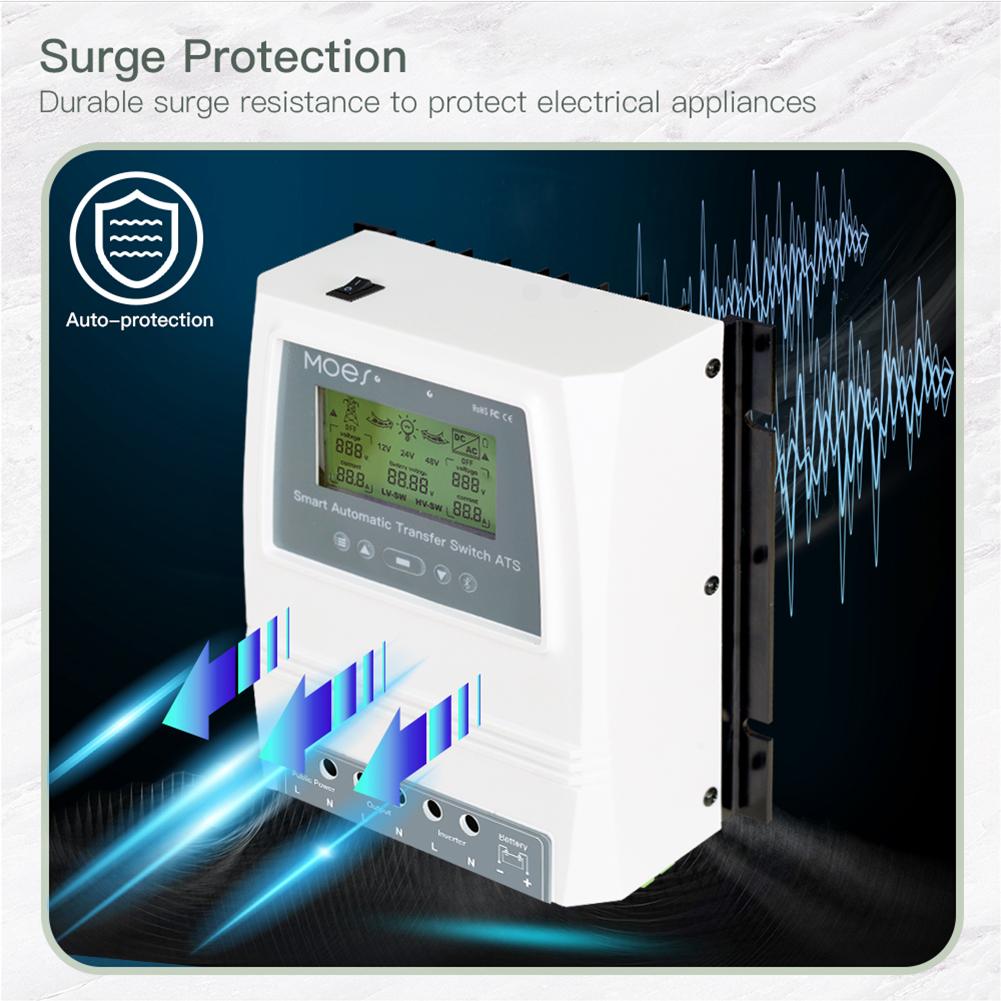 Automatic ATS Dual Power Transfer Switch Tuya Smart Solar Charge Controller for Solar Wind System DC 12/24/48V AC 110/220V