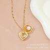 Peach Heart Necklace Women'S Light Luxury Style Simple And Versatile Temperament Shining Zircon Pearl Jewelry