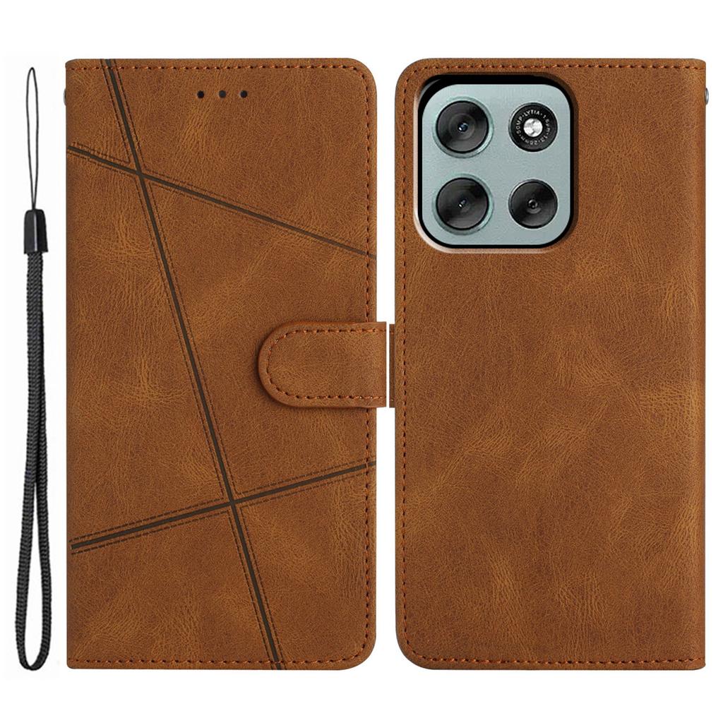 Für Motorola Moto G56 5G Brieftasche Hülle Liniengeprägtes Hautgefühl Leder Klapphandyhülle