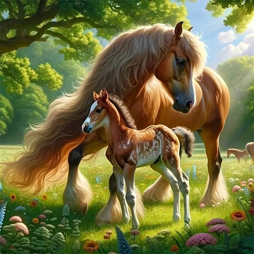 New Collection Diamond Mosaic Horse Sun Diamond Painting Full Round Drill Embroidery Animal Wall Decoration