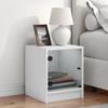VidaXL Bedside Table with Glass Door, Nightstand, Telephone Table, Side Cabinet, Storage Furniture 836343