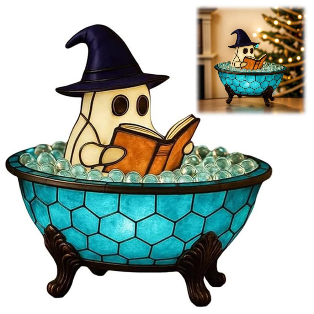 Halloween Ghost Bubble Bath LED Lamp Cute Ghost Night Light for Bathroom Bathtub Decor Color-Changing Mood Light