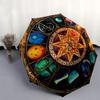 Astrological Wheel Stained Glass Wall Art Umbrella, Cute Umbrella with Cute Design, Portable 3-Fold Compact Umbrella for Men & Women, Valentine's Day