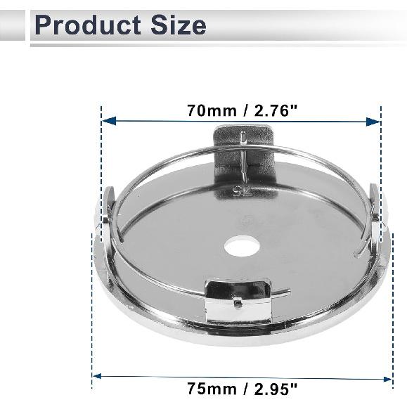 ACROPIX 4 Pcs Wheel Center Caps Hub Caps Rim Center Caps 2.76" 2.95" Wheel Caps Hubcap Center Covers Silver Tone Plastic 4 Clips
