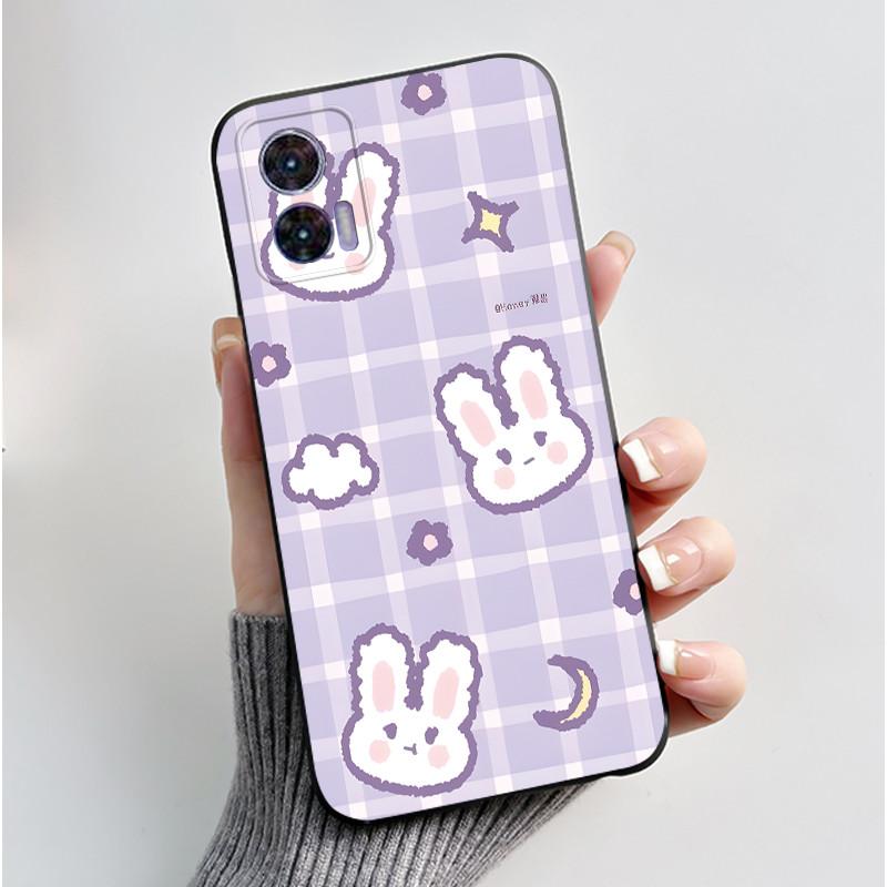 For Motorola Edge 30 Neo Case Cute Love Rabbit Slim TPU Soft Black Cover For Moto Edge 30 Lite Fundas Edge30 Fusion Ultra Bumper