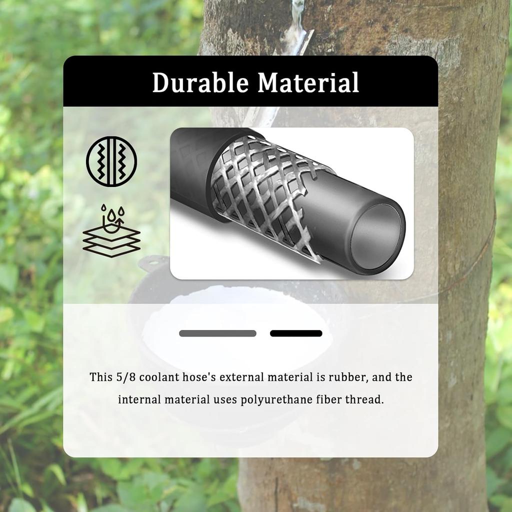 5Ft ID 5/8 Heater Hose,Rubber Radiator Hose Resistant To High And Low Temperatures,Standard Straight Coolant Hoses With 10 Hoses Clamps Capable Of