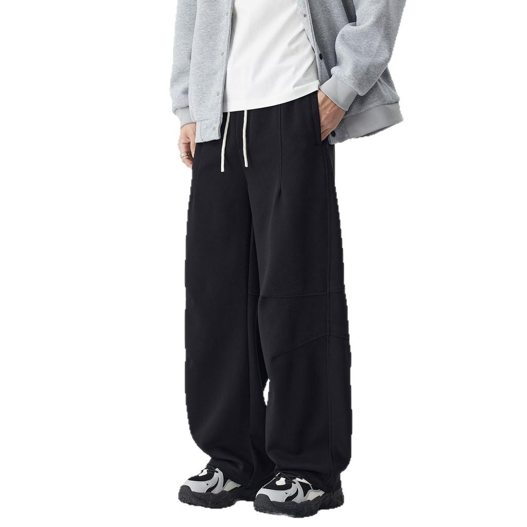 American trendy brand versatile elastic waist scimitar design sweatpants men's trend loose wide-leg sports casual long pants