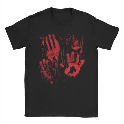 Bloody Hands Blood Splatter Zombie Men T Shirt Handprints Tees Short Sleeve Crew Neck T-Shirts 100% Cotton New Arrival Clothes