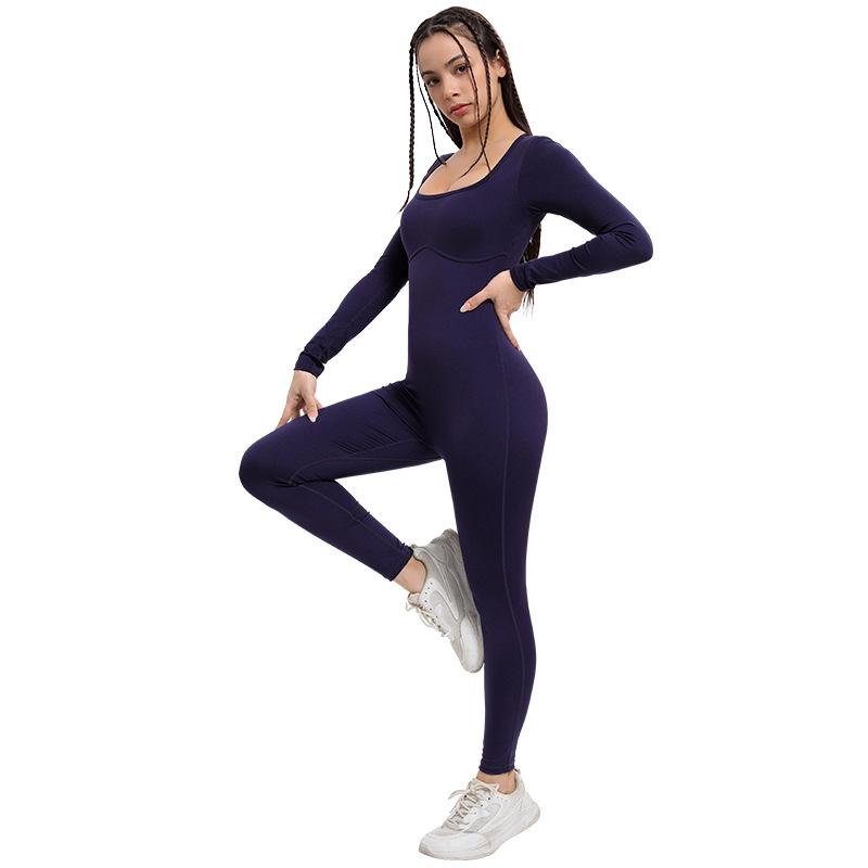 

2025 Быстросохнущий Дышащий Гимнастический Боди - Высокоэластичный Фитнес и Йога Комбинезон с Квадратным Вырезом для Женщин S