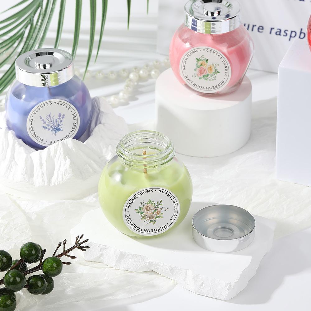 Colorful Glass Cup Soy Wax Scented Candle Set Creative Scented Candle Display Box