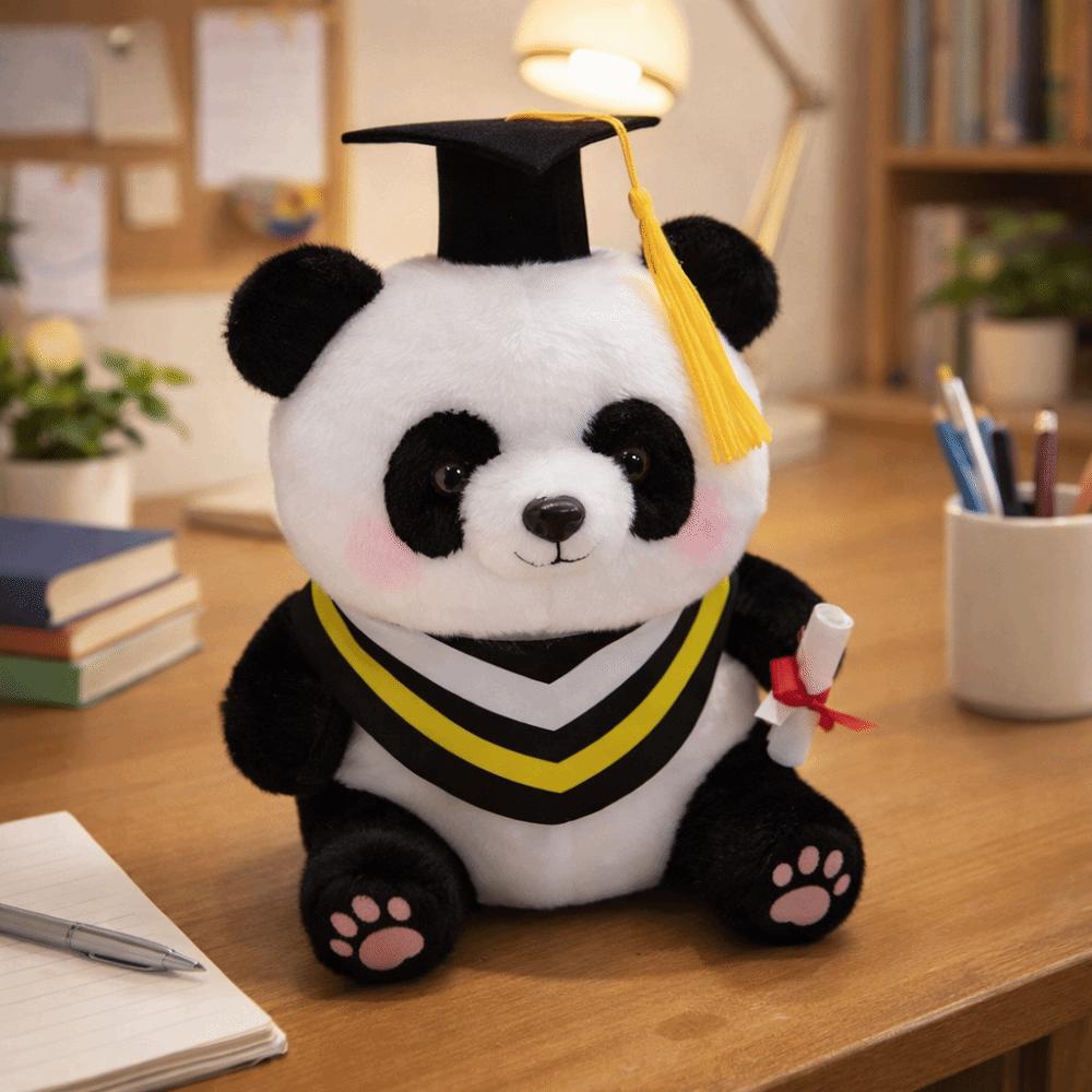 Soft Stuffed Animal Toy Cute Plush Panda Ornaments Kawaii Panda Doll  Graduation Season