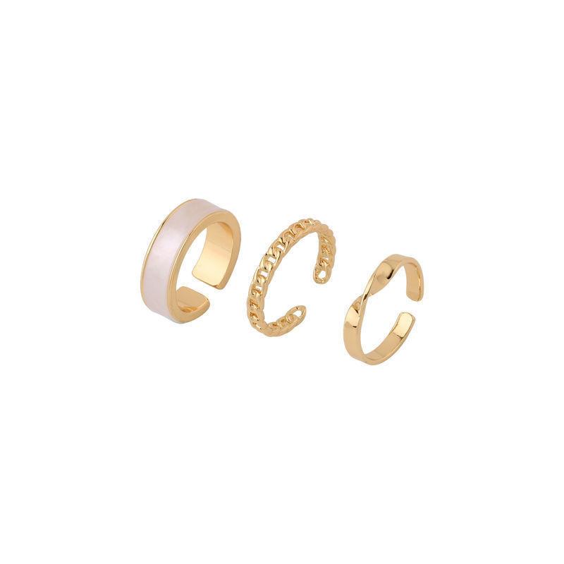 3 unids/set de anillos de Metal redondos de esmalte blanco bohemio, conjuntos de anillos ajustables abiertos con giro geométrico para mujeres y niñas, joyería de boda