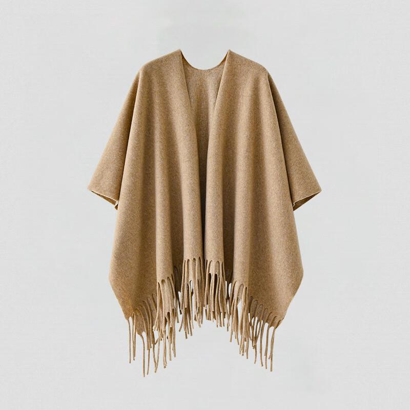 Autumn Winter Wool Blend Split Hem Cape Shawl