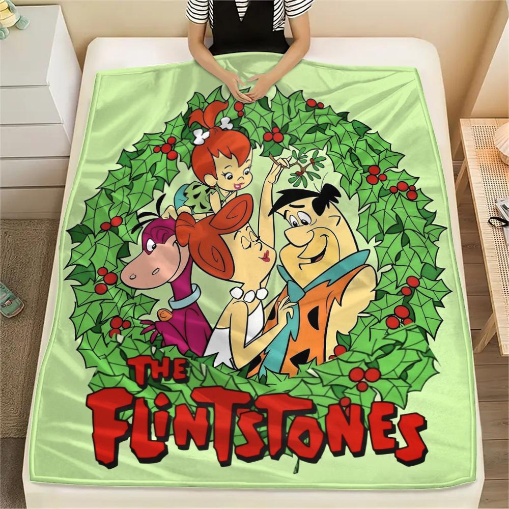Coperta in Flanella con Stampa dei Flintstones, Alta qualità, Confortevole per Tutte le Stagioni, Decorazione per la Casa, Calore e Comfort
