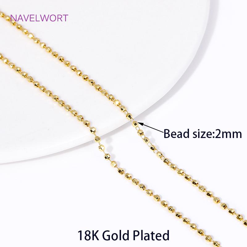 

DIY Jewelry Making Chains 18K Gold Plated Brass Beads Chain 2mm Ball Chain For Bracelet Necklace Making Accessories Wholesale 50 CM