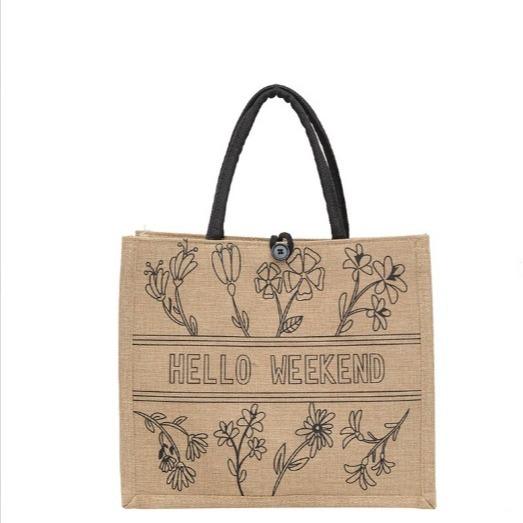 Small fresh linen bag women's bag fashion printed handbag large capacity shoulder bag tote bag