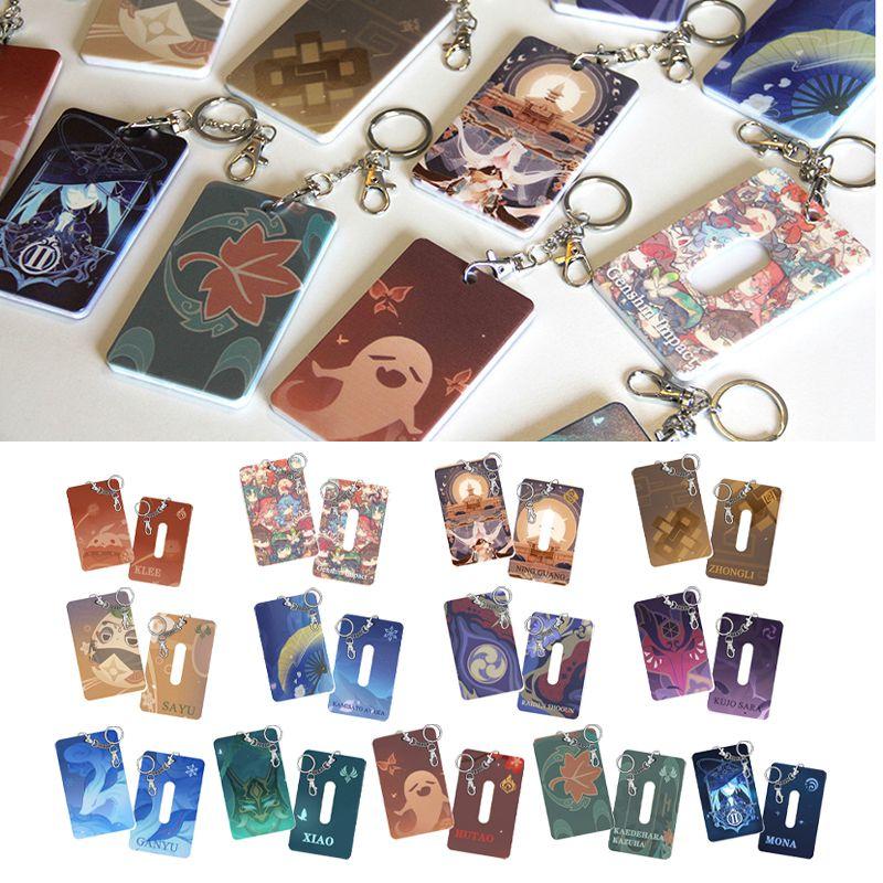 Genshin Impact Card Holder Keychain Pendant With Vibrant Klee Mona Hutao Xiao Ganyu Sayu Ning Design