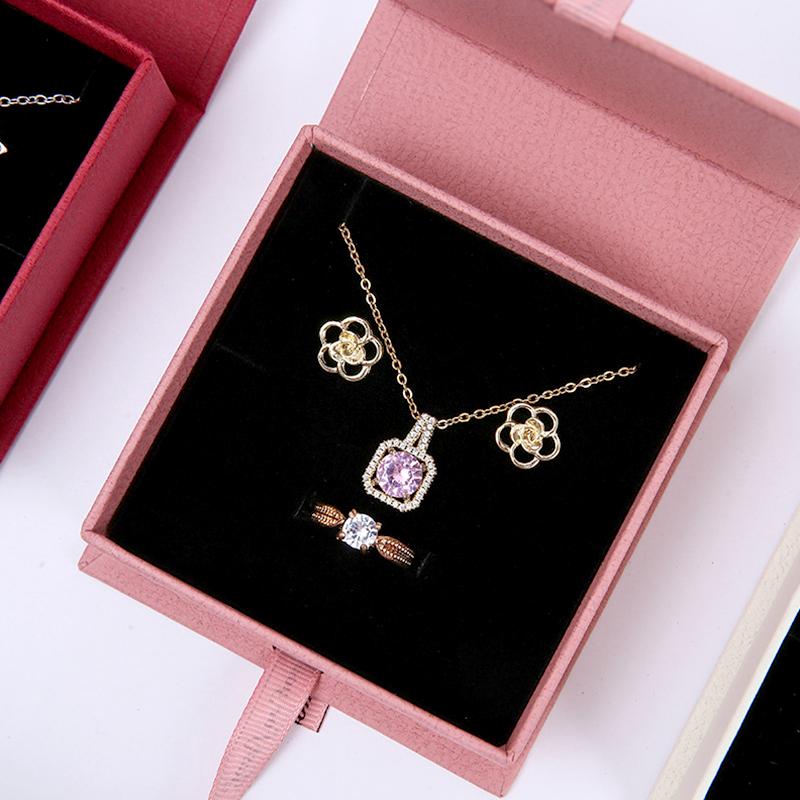 1PC Book Shape Wedding Necklace Organizer Valentine's Day Bowknot Ribbon Wrapping Box Jewelry Box With Flip Gift Packaging