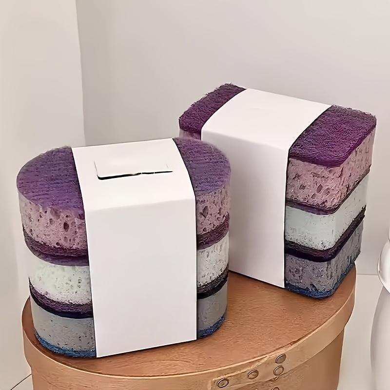 3 High-density Colored Dishwashing Sponges, Designed for Efficient Composite Cleaning In Kitchens, Bathrooms, and Homes