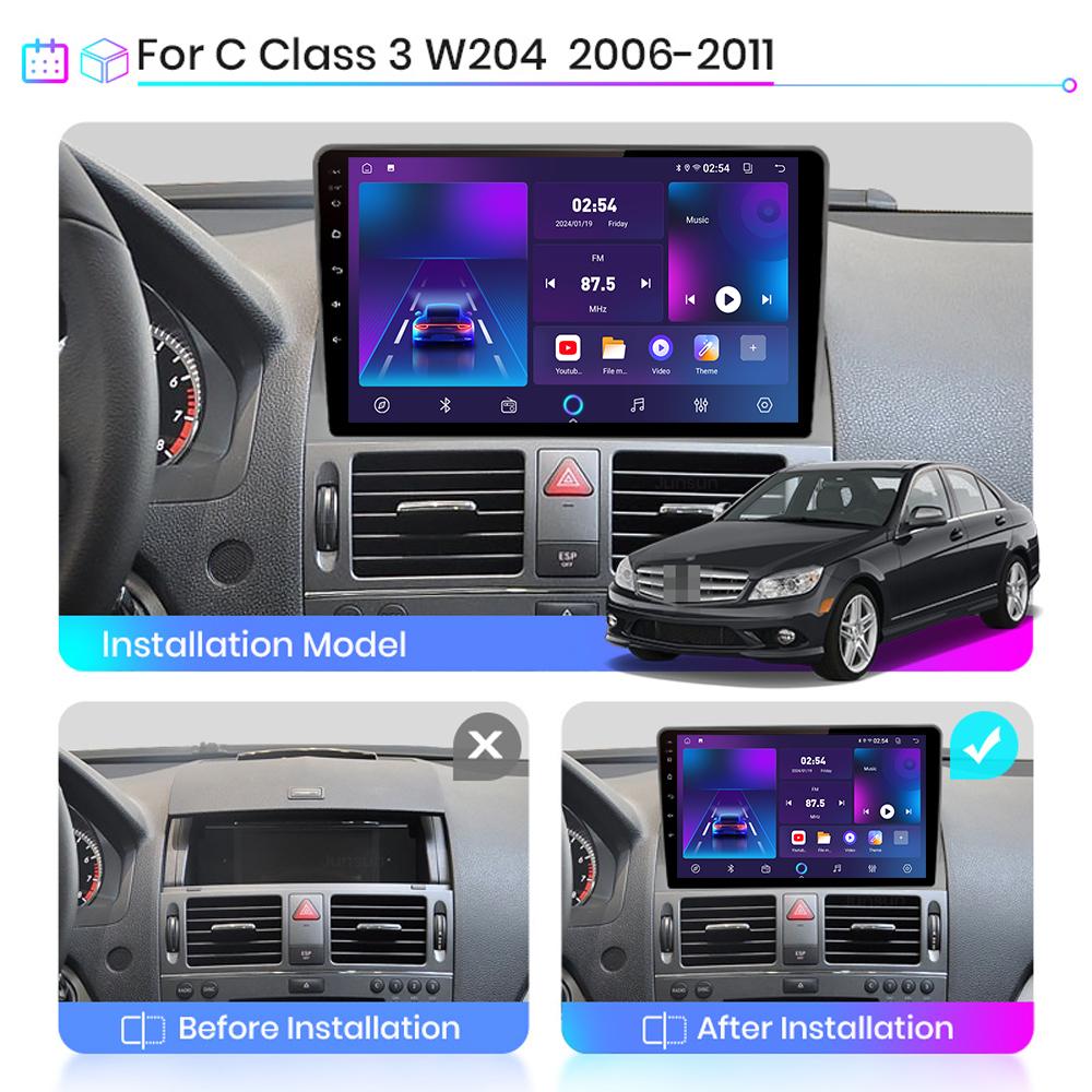 Mercedes Benz C Sınıfı 3 W204 S204 2006-2011 için Android Carplay Araba Radyosu Multimedya Oynatıcı Baş Ünitesi Stereo GPS Navigasyon BT WIFI 2+32GB