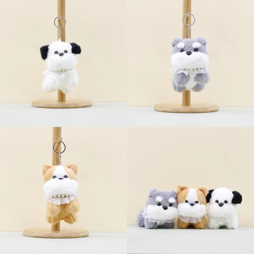 Adorable Plush Dog Keychain With Cute Pearl Necklace For Bags And Accessories