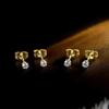 6 Pairs 3mm Cubic Zirconia Stud Earrings 316L Stainless Steel Earrings Set for Women Men, Gold