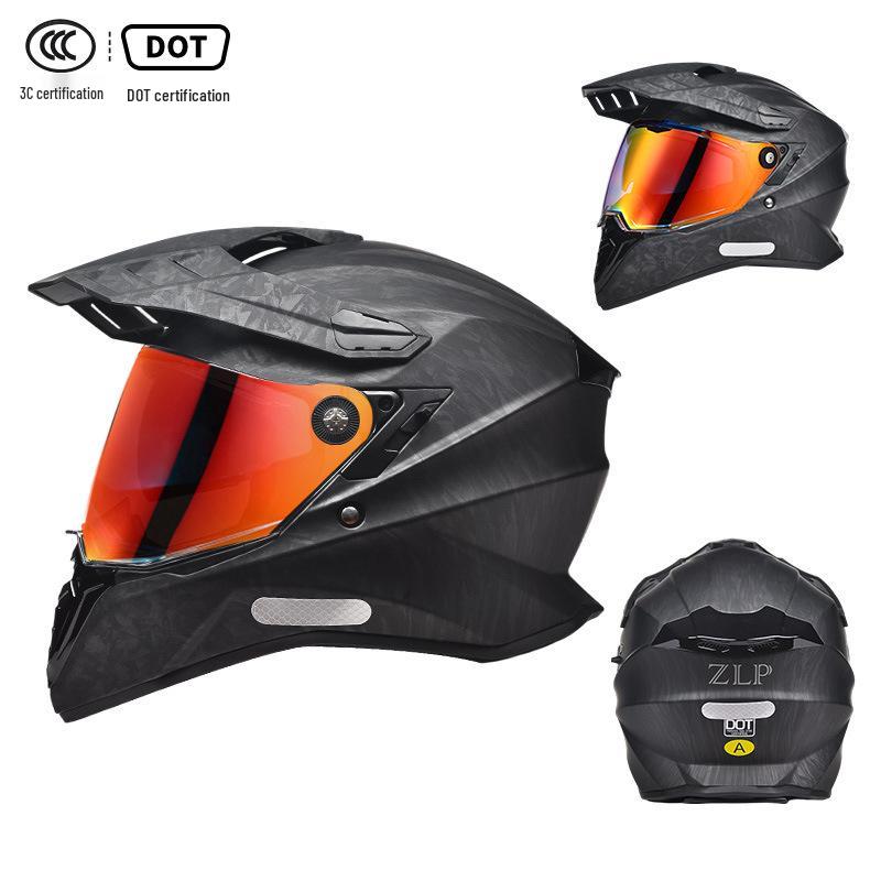 A-Class Unisex Motorcycle Helmet: Double Visor Full Face for Touring & Off-Road Use