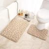 Embossed Coral Fleece Bathroom Floor Mat & U-Shaped Toilet Mat Set - Water Absorbent Design