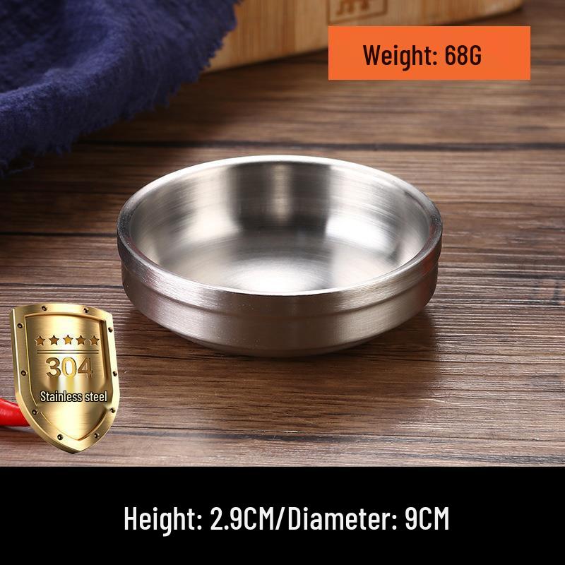 Golden Double-Layer Korean Cuisine Bowl - 304 Stainless Steel, Ideal for Rice, Soup, Kimchi, and Cold Noodles.