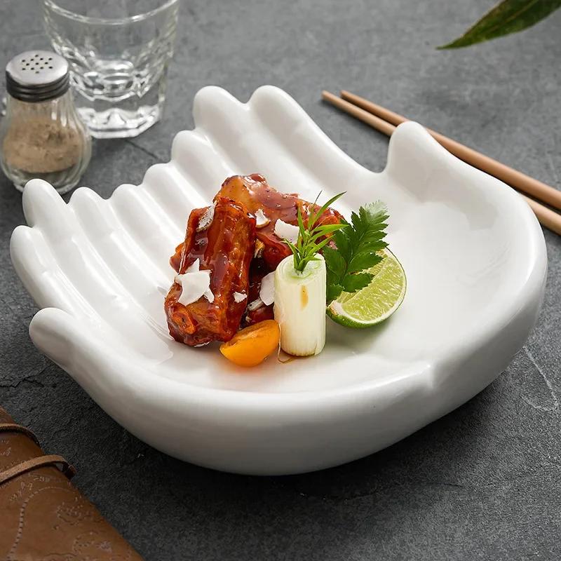 Special-shaped Double-layer Bergamot Insulation Plate Creative Restaurant High-grade Ceramic Artistic Conception Dishes