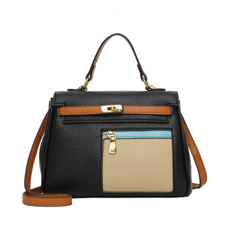 

- Contrasting platinum bag, new fashionable splicing portable shoulder messenger Kelly bag