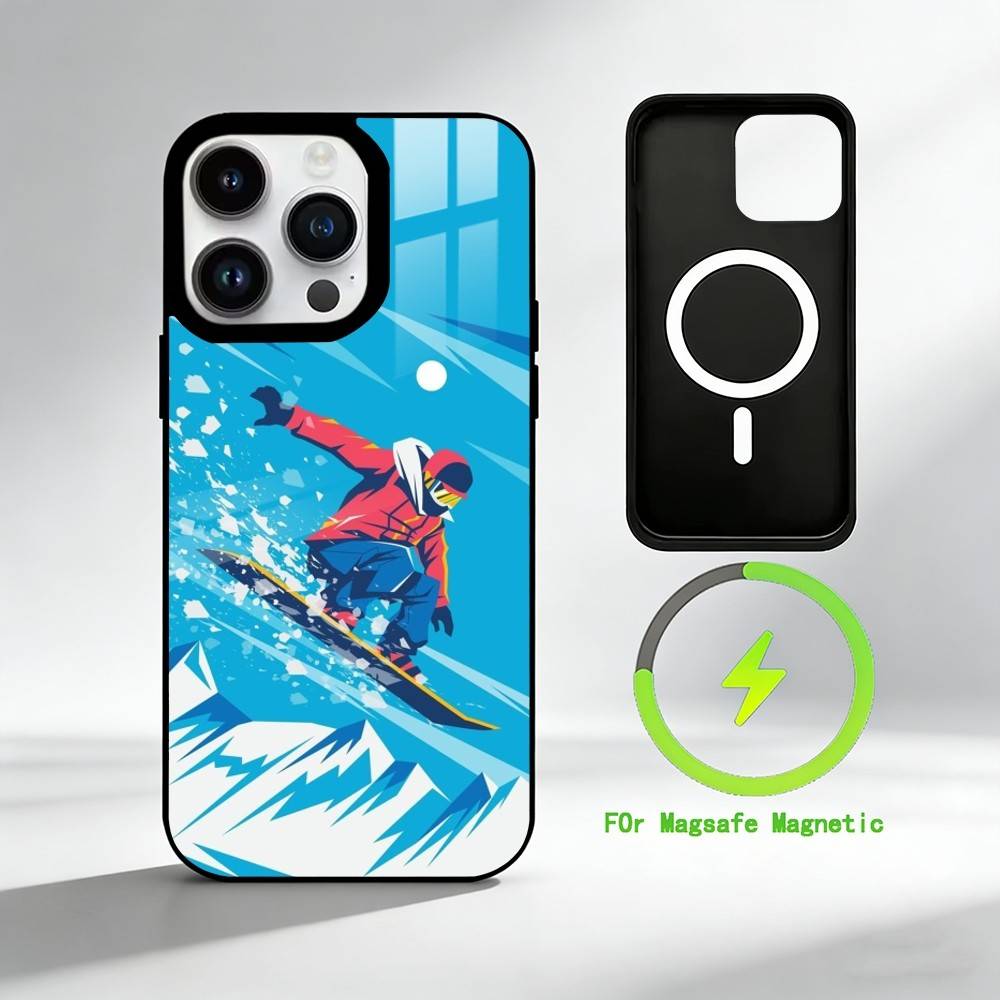 

S-Skiing Snow Snowboard Ski Phone Case For iPhone 17 16 15 14 13 12 Pro Max Plus for Mirror Wireless Magnetic Cover iPhone11PRO