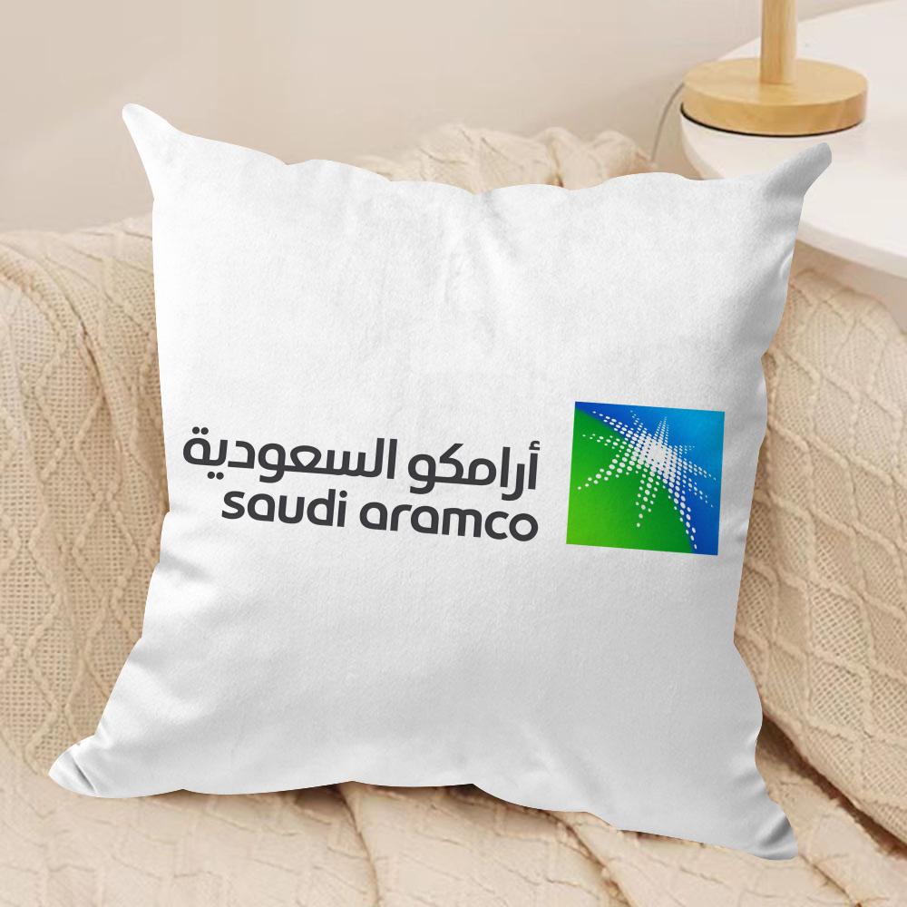 S-Saudi A-Aramco Cushion Cover Soft Plush Fabric Double-Sided Printed Sofa Cushion Cover for All Seasons Home Decor Gift