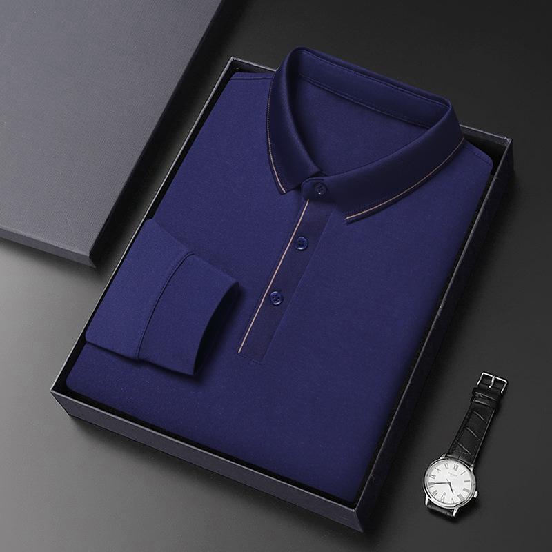 Father'S Wear Men'S Medium Loose Lapel Comfortable Casual Long Sleeve T-Shirt Polo Shirt