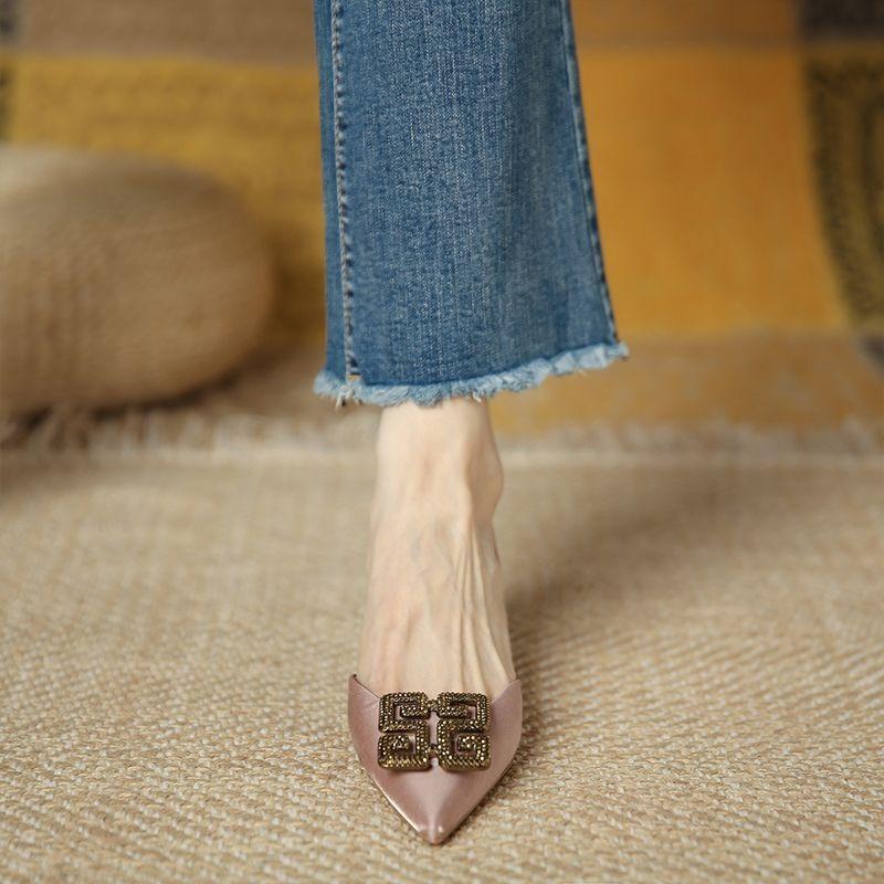 stiletto high heels women's spring and summer new temperament pointed head bag head sandals small size women's shoes