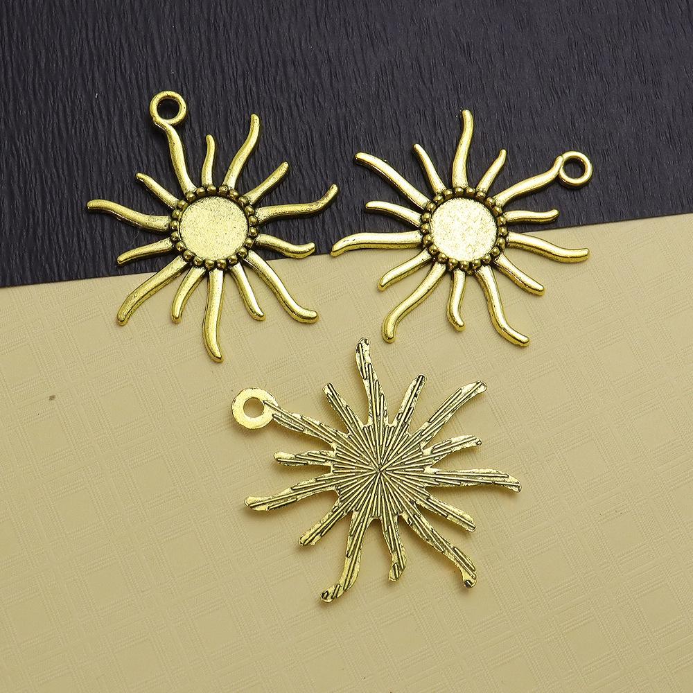 Retro DIY Legierung Schmuck Zeit Edelstein Halskette mit 12mm Sonnenanhänger