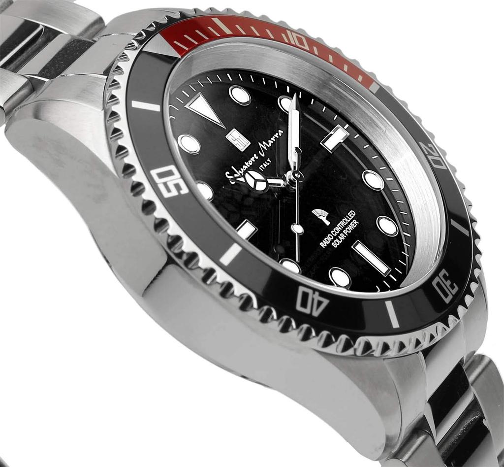 Watch Radio Solar 10 ATM Water Resistant Italian Brand Black X Red [Salvatore Mara] Men's SM22110-SSBKRD