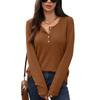 Fall Winter New Women's Solid Color Crew Neck Buttoned Loose Long Sleeve T-shirt Top Leisure Trade Europe America